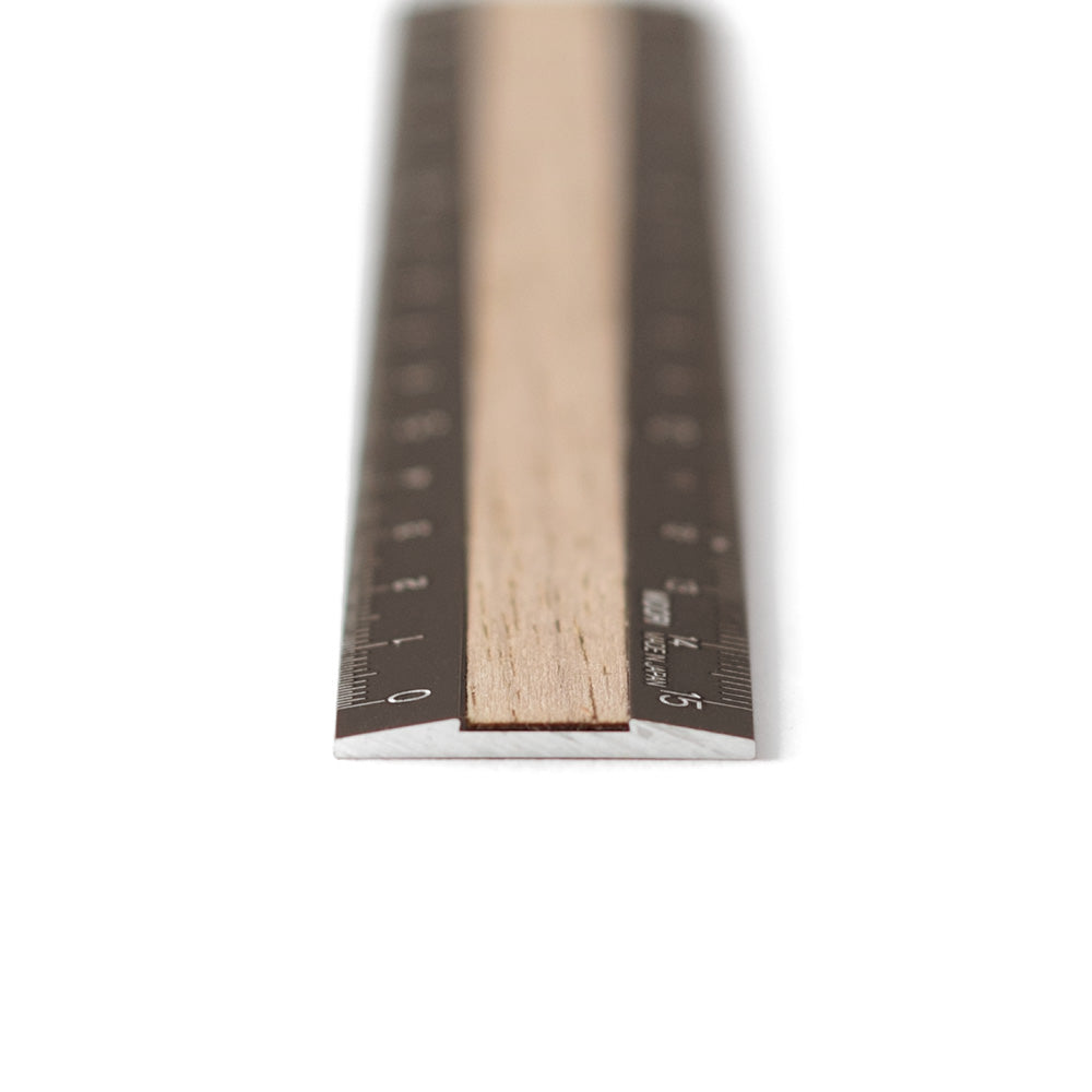 Midori Aluminium Wooden Ruler (15cm) Brown