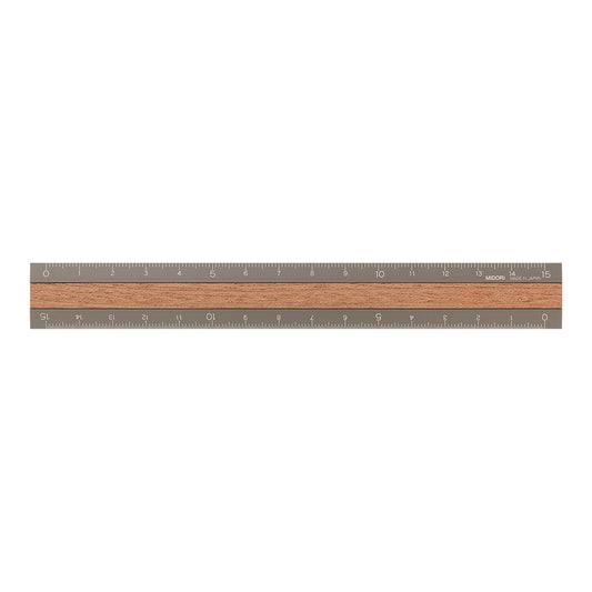 Midori Aluminum & Wood Ruler (15cm) Gray