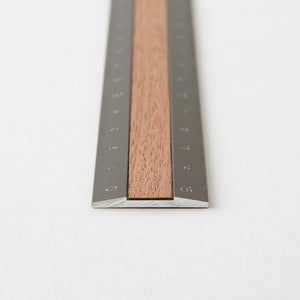 Midori Aluminum & Wood Ruler (15cm) Gray