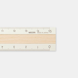 Midori Aluminum & Wood Ruler (15cm) Ivory