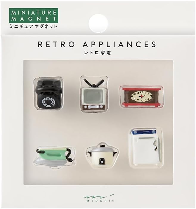 Midori Mini Magnets Retro Appliances 6 Pcs