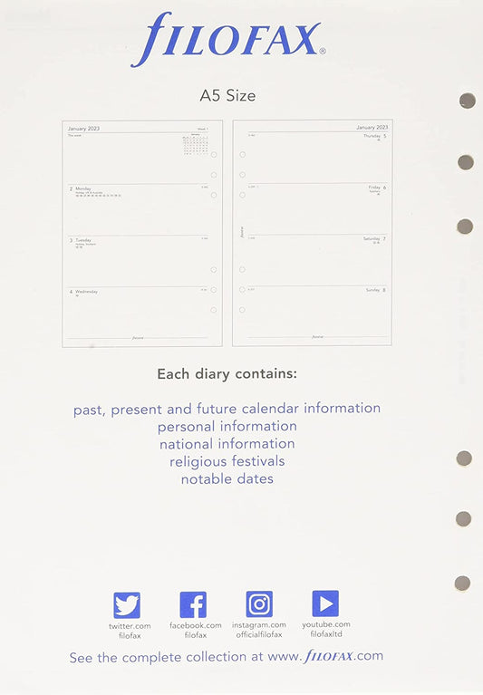 Week On Two Pages Diary - A5 2023 English