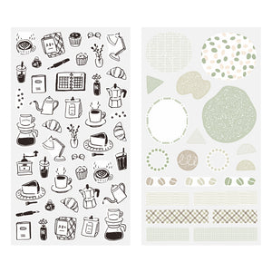 Midori Sticker 2641 Two Sheets Monotone Café