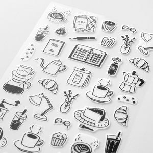 Midori Sticker 2641 Two Sheets Monotone Café