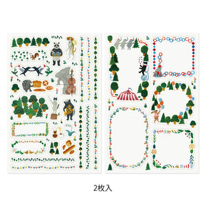 MIDORI Yuru Log Sticker 2 Sheets Forest Animal