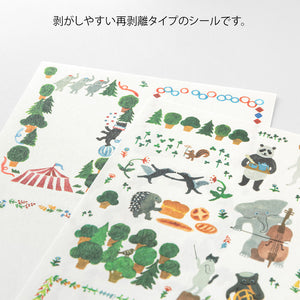 MIDORI Yuru Log Sticker 2 Sheets Forest Animal