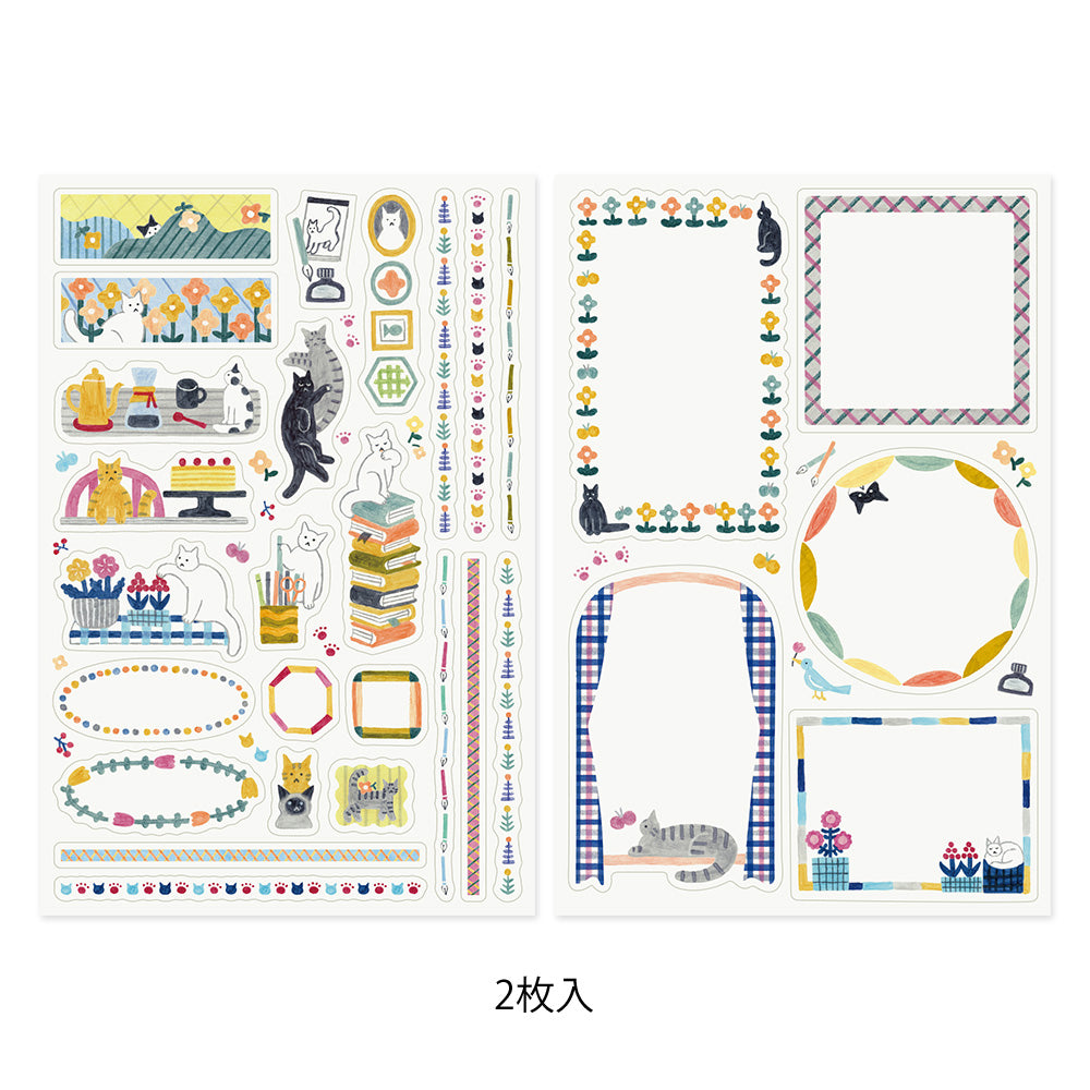 MIDORI Yuru Log Sticker 2 Sheets Cat