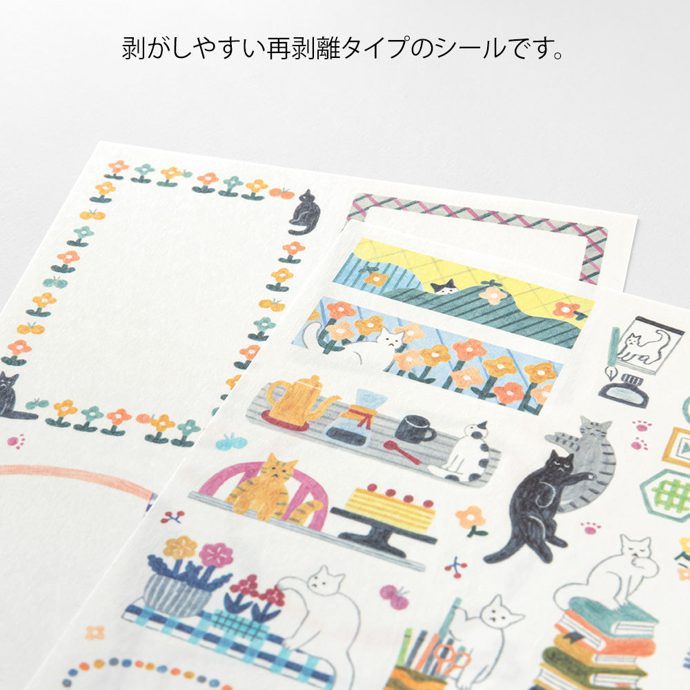 MIDORI Yuru Log Sticker 2 Sheets Cat