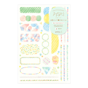 MIDORI Yuru Log Sticker 2 Sheets Watercolor