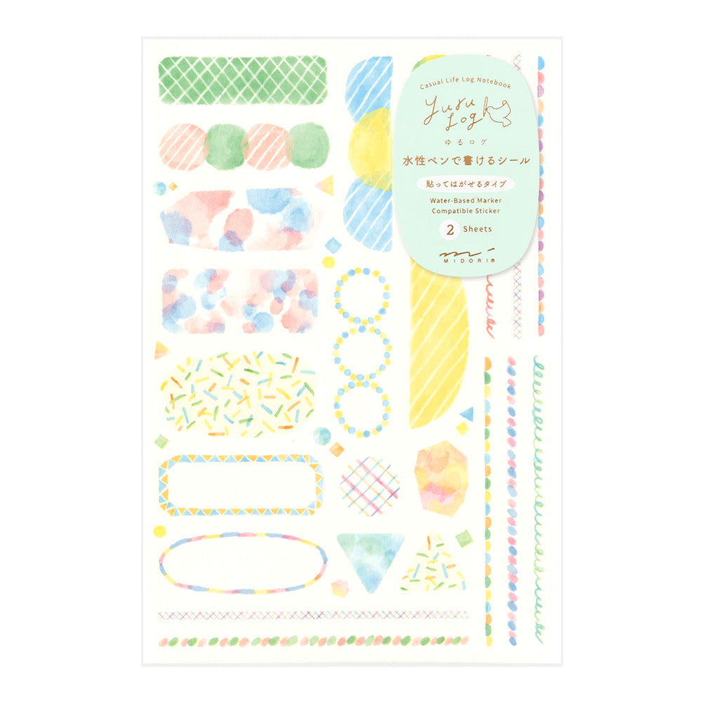 MIDORI Yuru Log Sticker 2 Sheets Watercolor