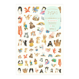 MIDORI Yuru Log Sticker 1 Sheet Animal