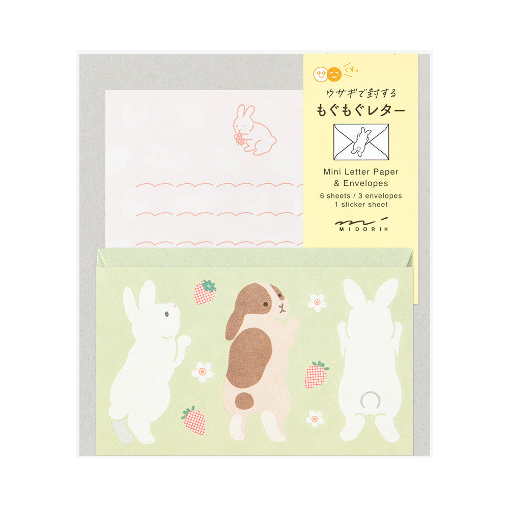 Midori Mini Letter Paper & Envelopes with Stickers 934 Hungry Rabbit