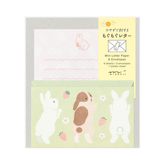 Midori Mini Letter Paper & Envelopes with Stickers 934 Hungry Rabbit