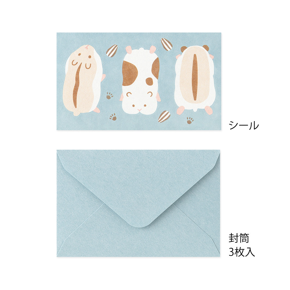 Midori Mini Letter Paper & Envelopes with Stickers 935 Hungry Hamster
