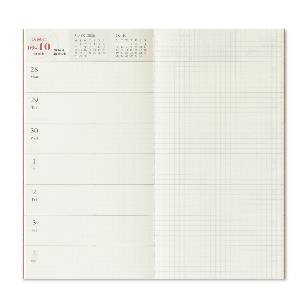 TRAVELER’S notebook Diary 2026 Weekly + Memo Second Half