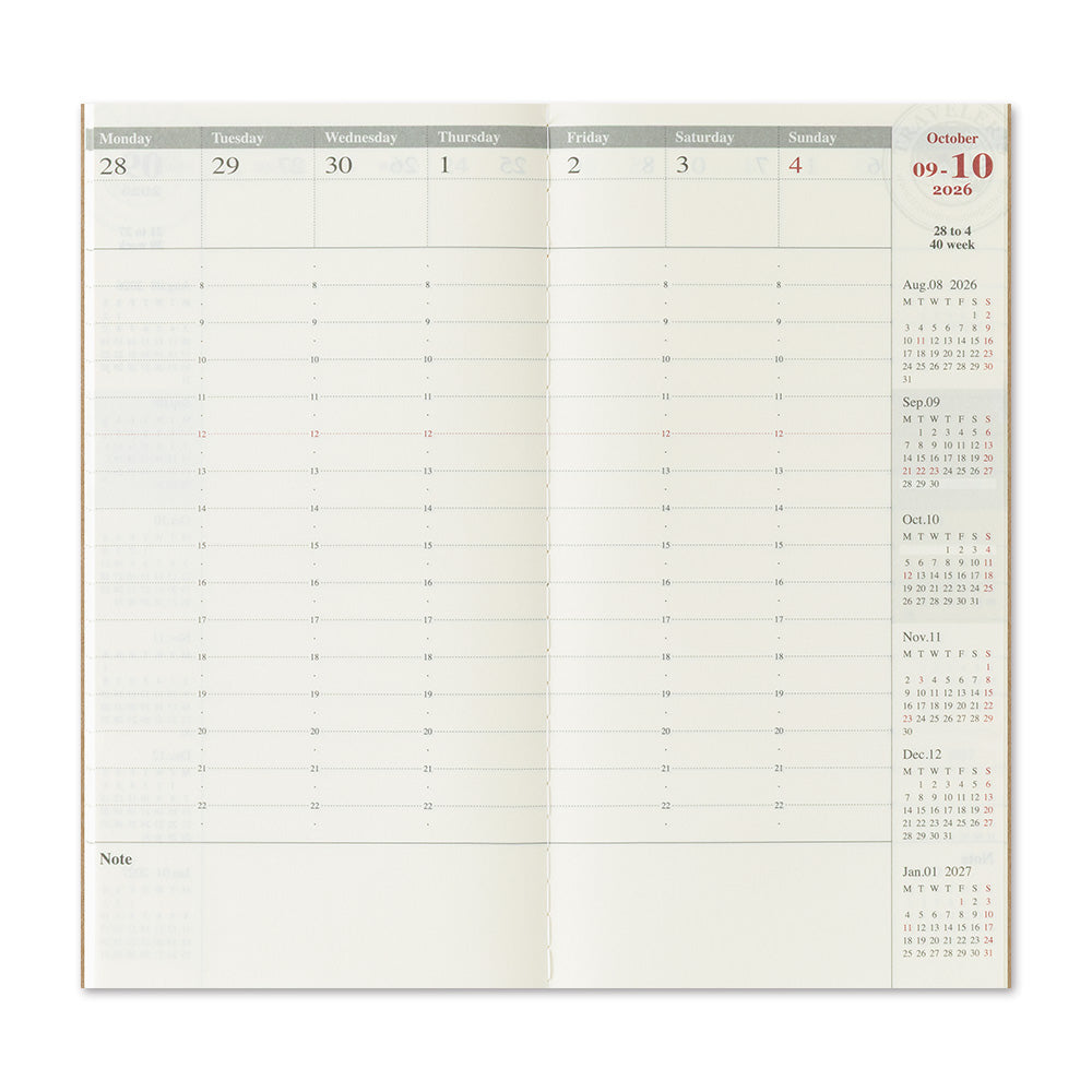 TRAVELER’S notebook Diary 2026 Weekly Vertical Second Half