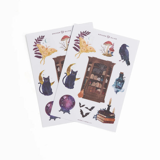 Archer & Olive Raven & Books Sticker Set
