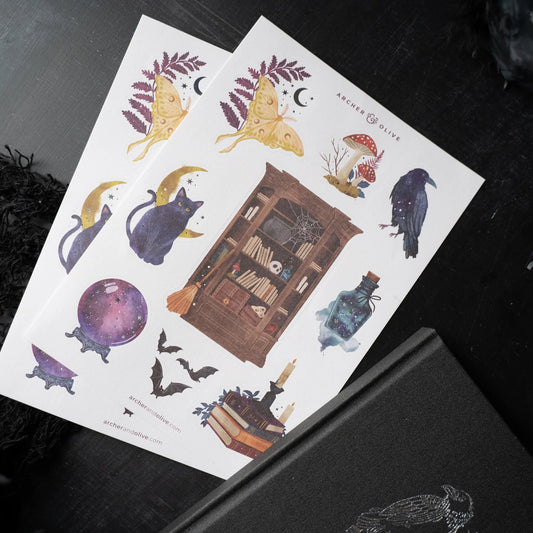 Archer & Olive Raven & Books Sticker Set