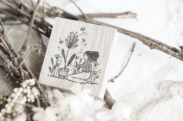 Black Milk Project- Monochrome Girls- Flower in a Pot Rubber Stamp