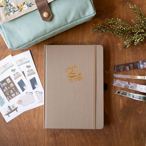 Archer & Olive B5 Dot Grid Notebook- Books & Flowers