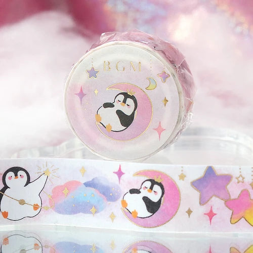 BGM Washi Tape- Penguin World Star Moon