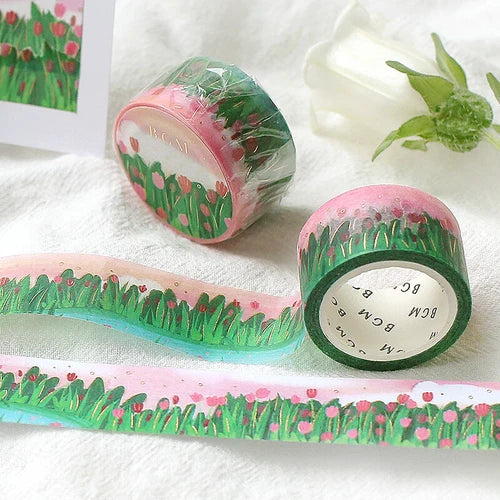 BGM Washi Tape- Oil Pastel ・Tulip Park