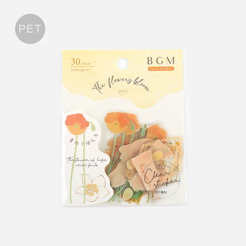 BGM PET Stickers- Yellow Flowers Bloom