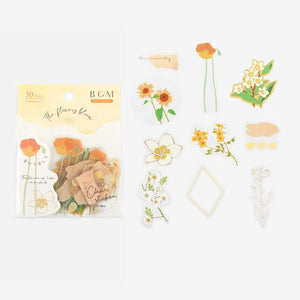 BGM PET Stickers- Yellow Flowers Bloom