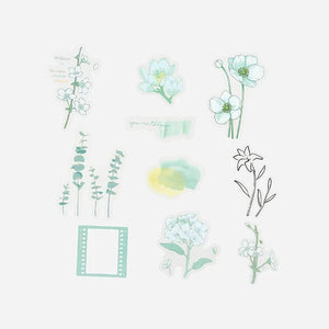BGM PET Stickers- Mint Flowers Bloom