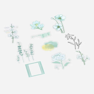BGM PET Stickers- Mint Flowers Bloom
