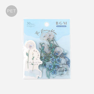 BGM PET Stickers- Blue Flowers Bloom