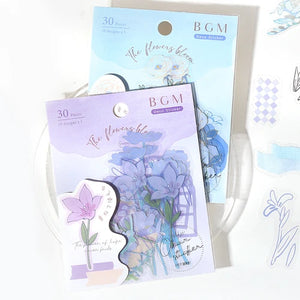 BGM PET Stickers- Blue Flowers Bloom