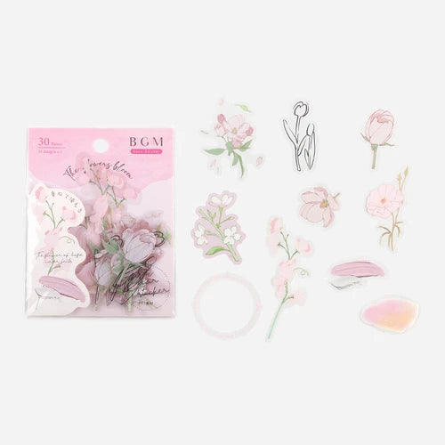 BGM PET Stickers- Pink Flowers Bloom