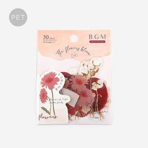 BGM PET Stickers- Red Flowers Bloom
