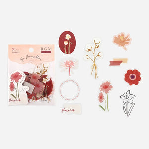BGM PET Stickers- Red Flowers Bloom