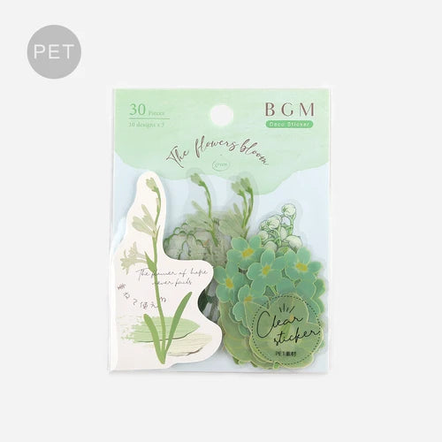 BGM PET Stickers- Green Flowers Bloom