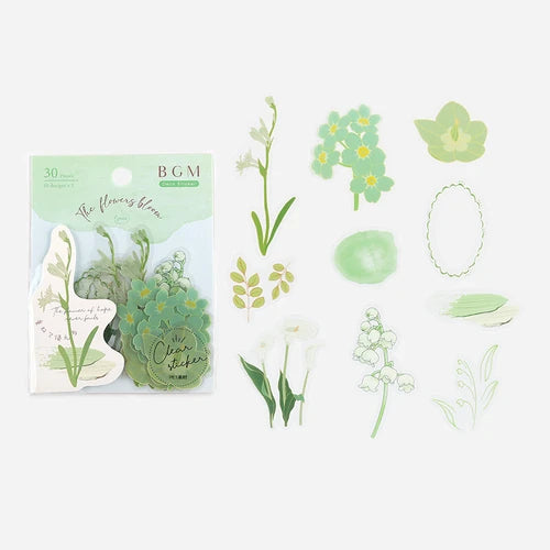 BGM PET Stickers- Green Flowers Bloom