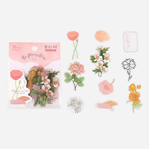 BGM PET Stickers- Orange Flowers Bloom