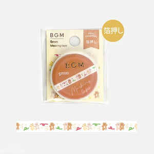 BGM Slim Washi Tape- Dancing Bear