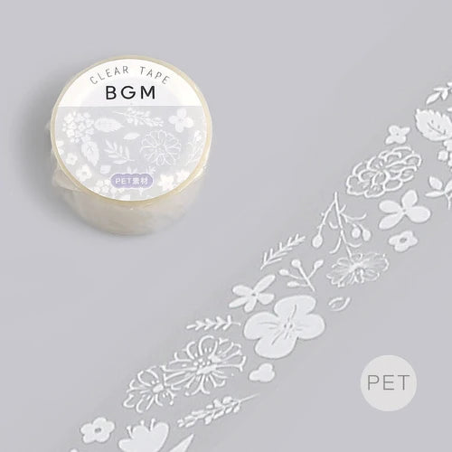 BGM Clear Tape- White Flower Field
