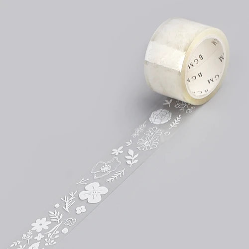 BGM Clear Tape- White Flower Field