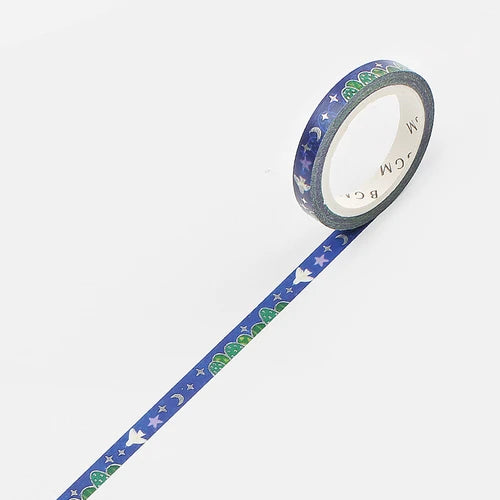 BGM Slim Washi Tape- Birds and starry sky