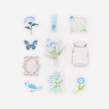 Load image into Gallery viewer, BGM Flake Stickers- Flower blooms in a bottle *Light Blue
