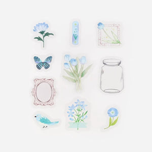 BGM Flake Stickers- Flower blooms in a bottle *Light Blue