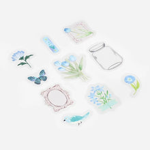 Load image into Gallery viewer, BGM Flake Stickers- Flower blooms in a bottle *Light Blue
