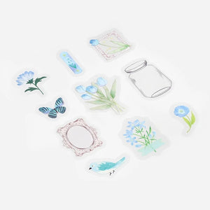 BGM Flake Stickers- Flower blooms in a bottle *Light Blue