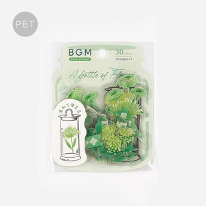 BGM Flake Stickers- Flower blooms in a bottle *Green