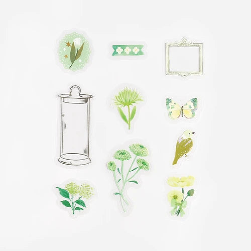 BGM Flake Stickers- Flower blooms in a bottle *Green
