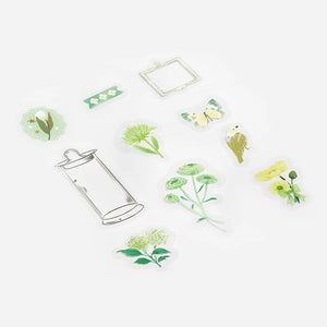 BGM Flake Stickers- Flower blooms in a bottle *Green