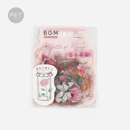 BGM Flake Stickers- Flower blooms in a bottle *Peach